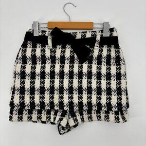 Maje Layered Checked Cotton Blend Tweed Shorts Size 38 US 6